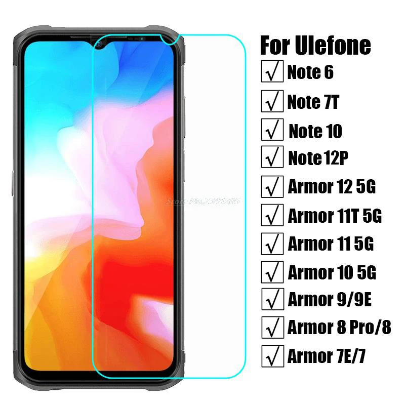 

2-1PC Tempered Glass For Ulefone Note 12P 10 7T 6 Screen Protector Protective Glass on Ulefone Amor 13 12 11T 9E 8 Pro 7E Vidrio