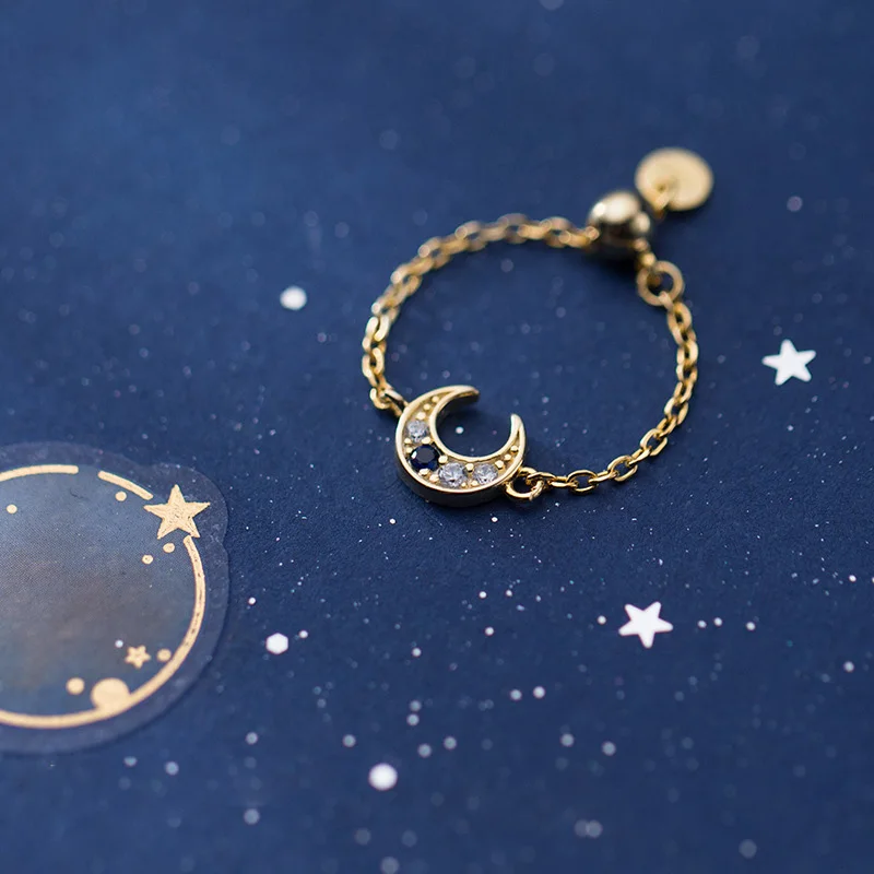 Trustdavis Оригинальное 925 Стерлинговое Серебро милое золото Луна цепь регулируемое