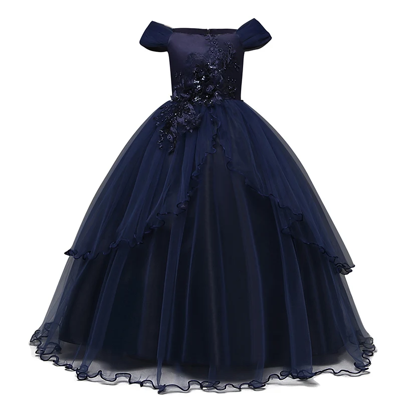 Purple Girls Long Flower Party Ball Gown Prom Dresses For Girl Kids Princess Wedding Teenagers Children First Communion Dress | Детская