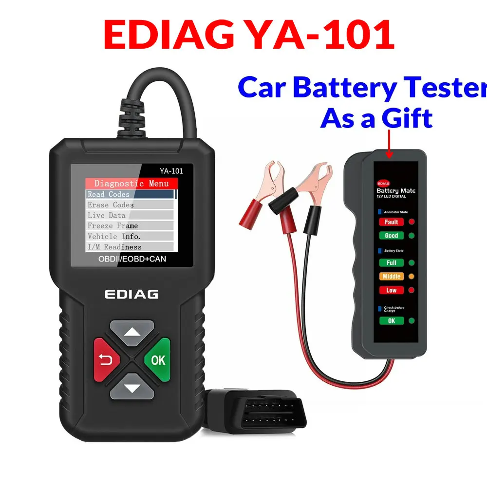 Ediag YA101 PK launch CR3001 с автомобильной батареей тестер в подарок с чистой медной проволокой клип BM310 12 В 6 светодиодов - Цвет: Code Reader