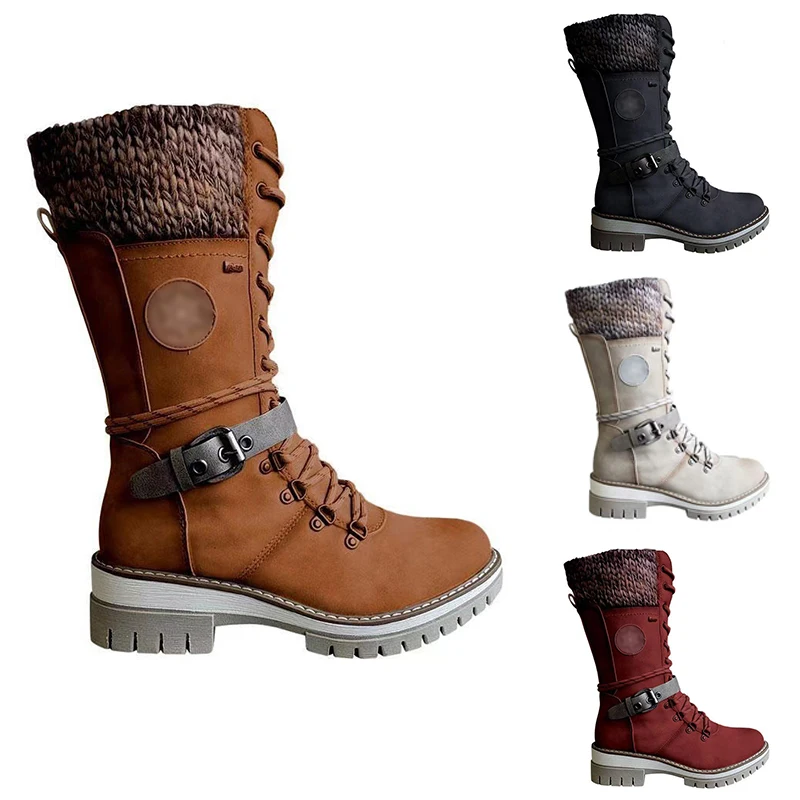 

Женские ножные сапоги с острым носком, удобные зимние сапоги на платформе для женщин, женские теплые сапоги