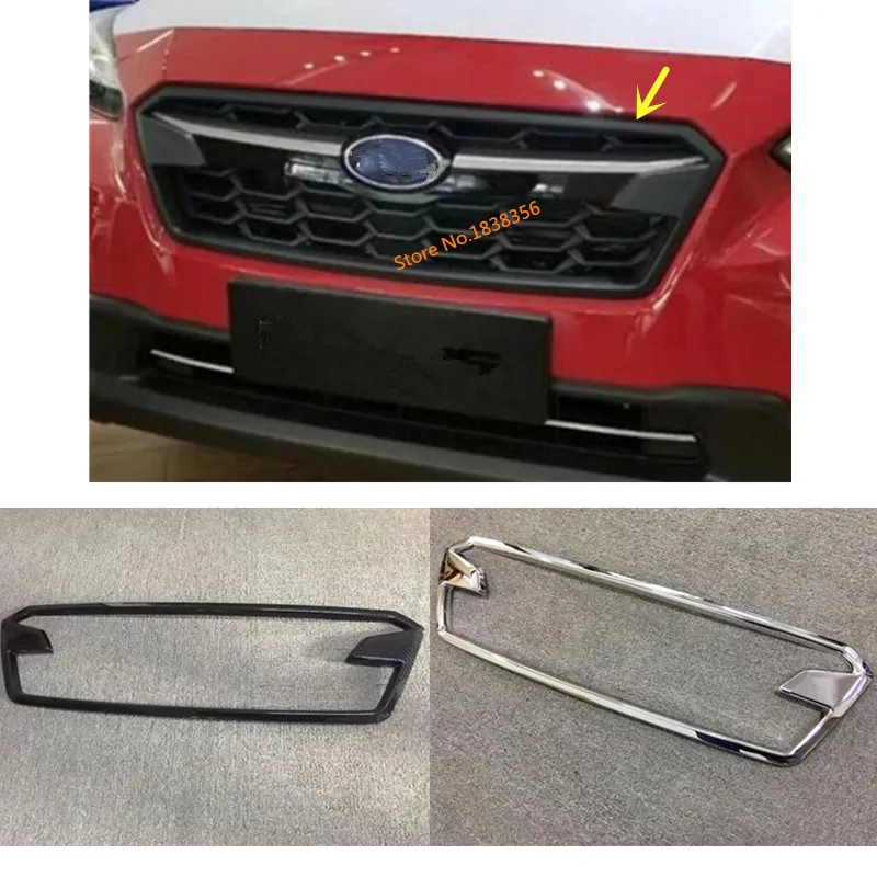 

For SUBARU XV 2018 2019 2020 2021 Car Sticker Cover ABS Chrome/Carbon Fibre Trim Front Up Racing Grid Grill Grille Frame 1pcs