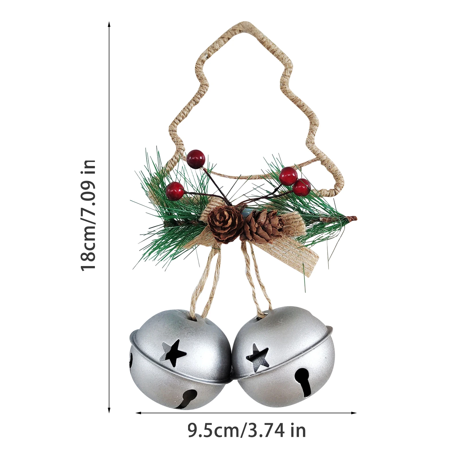 Christmas Bells Door Hanger Rustic Iron Bell For Holiday Home Decor Figurines Wrought Silver Double Ornaments | Дом и сад