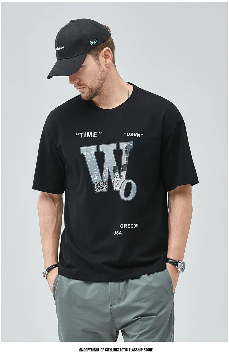 

KK856 2021 summer new trend personality fun printing round neck loose men's short-sleeved T-shirt