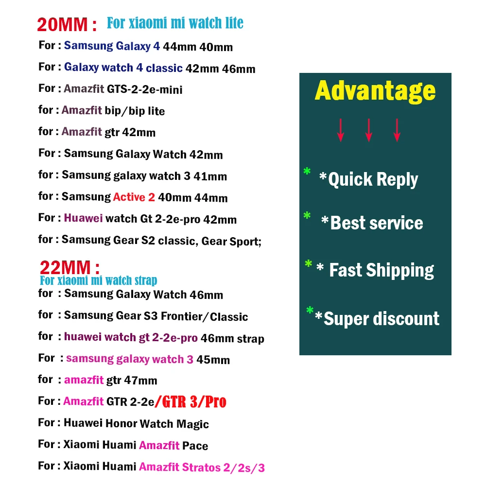 Ремешок 20/22 мм для Samsung Galaxy watch 4 classic/active 2 40/44/46/42 регулируемый плетеный