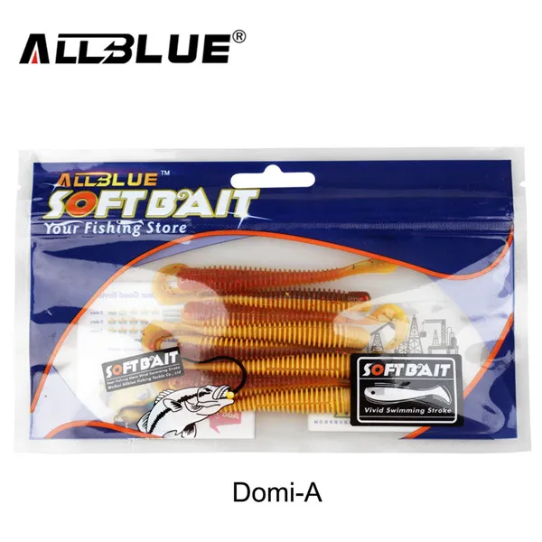 Color A ALLBLUE DOMI одинарная Мягкая приманка с хвостом 2 г/80 мм 8 шт./партия Червячные грубы силиконовая приманка isca Искусственный бас снасти - Цвет: Color A