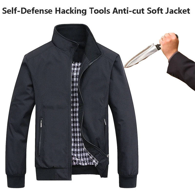 

Men Self-Defense Stab-Resistant Cut-Resistant Fashion Flexible Jacket Police Fbi Invisible Zipper Long-Sleeved Safety Clothing