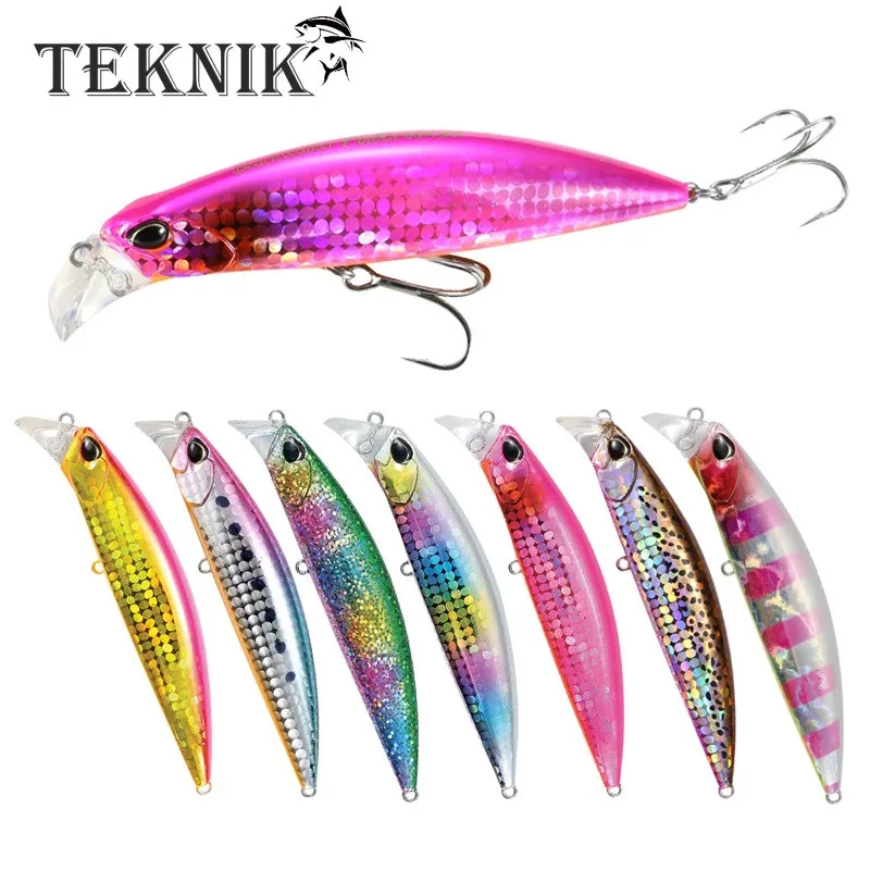 

TEKNIK Heavy Weight Minnow Fishing Lures 95mm 30g Artificial Sinking Hard Wobblers Longcast Saltwater Seabass Fishing Tackle