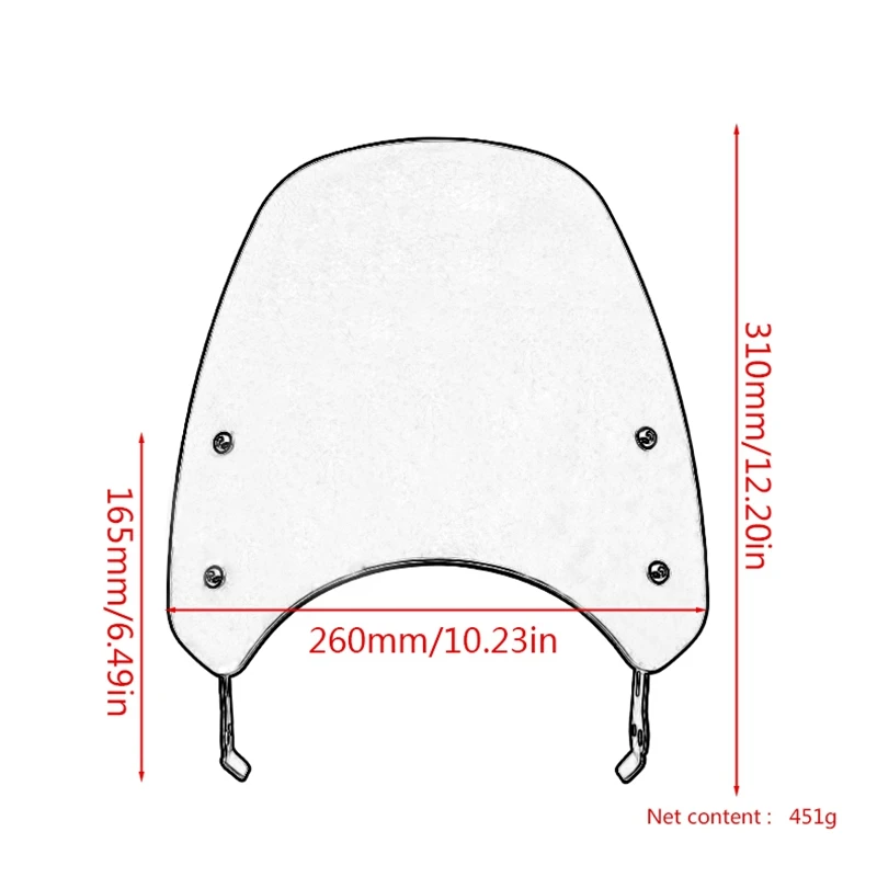 

Motorcycle Touring Front Flyscreen Windscreen Windshield Shield Screen for Ducati Scrambler 2015-2019 (Light Smoke)