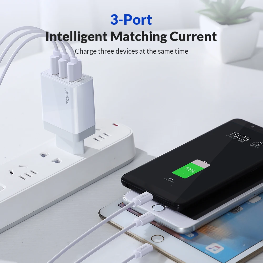 Сетевое зарядное устройство TOPK B348Q USB 3 0 порта|Зарядные устройства для телефонов| |