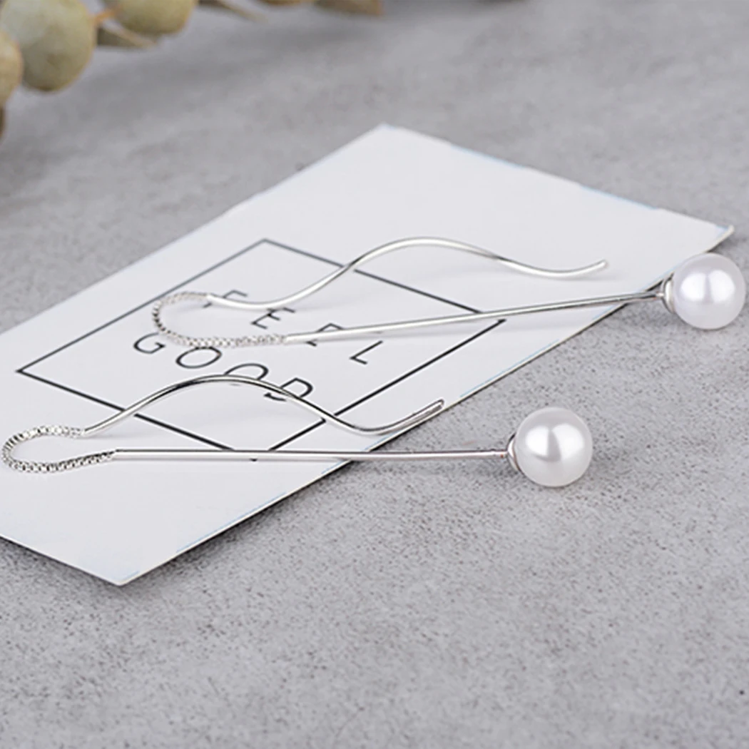 Чандлер бусина жемчужная капля волнистая линия серьги цвет простая нить