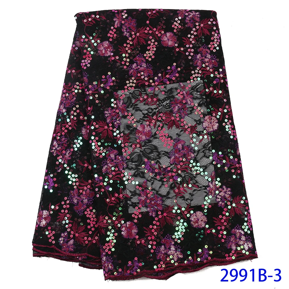 

Shiny Dress Sequin Embroidered Fabrics from India Mesh Latest Nigerian Decorative Flowers Luxury Wedding Applique Dress AMY2991B