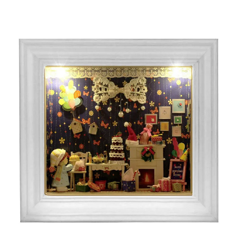 

Рамка для фотографий ручной работы, деревянный кукольный домик «сделай сам», головоломка для сборки, миниатюрная мебель, ремесла, рождестве...