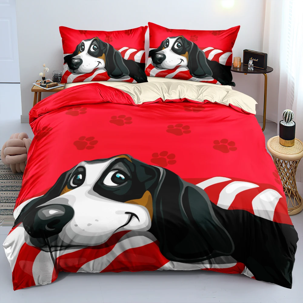 

3D Cartoon Dog Duvet Cover Set Qulit Cover Set Single Full Queen King Size Custom Design Bedding Set Home Textile for Girls Boys