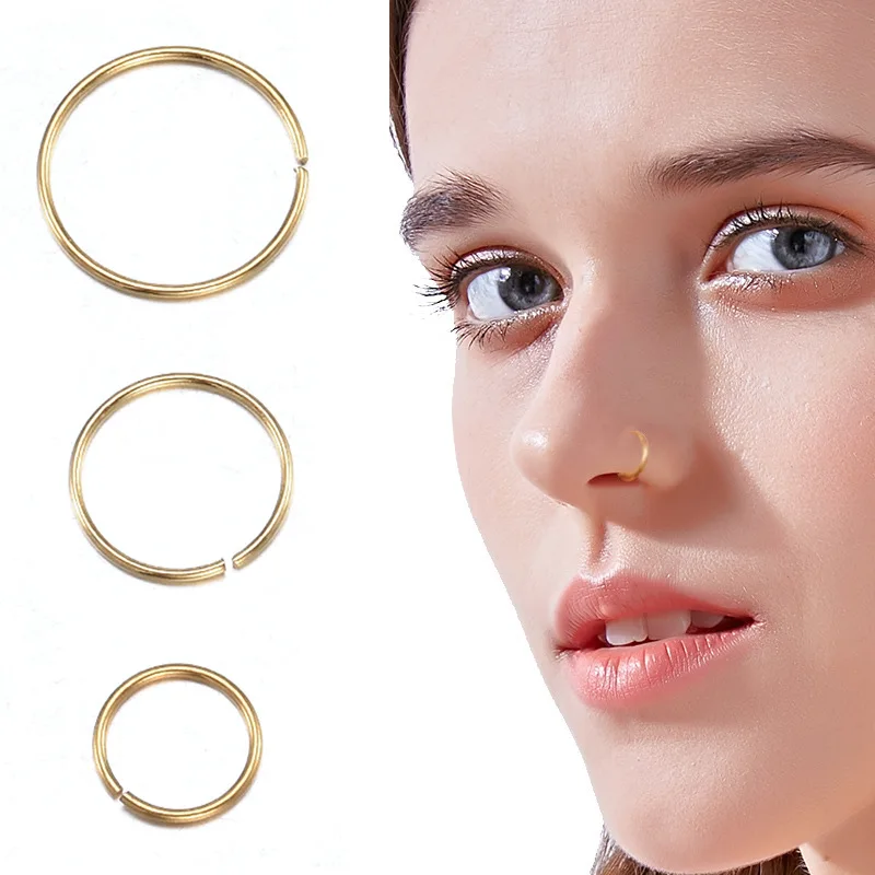 

0.8mm Thin Fake Nose Ring Septum Helix Nostril Piercing Labret Lip Fake Piercing Titanium Cartilage Fake Earrings Hoop