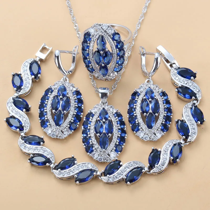 Лидер продаж 11 года синие комплекты из 4 предметов большие Ювелирные наборы с