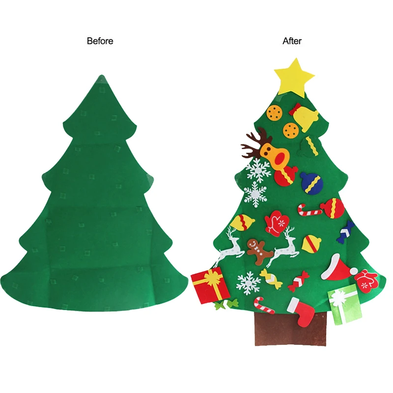 Светодиодный DIY Войлок Рождественская елка Navidad рождественские украшения для дома Natal дети подарок на год игра керст дерево украшения Декор