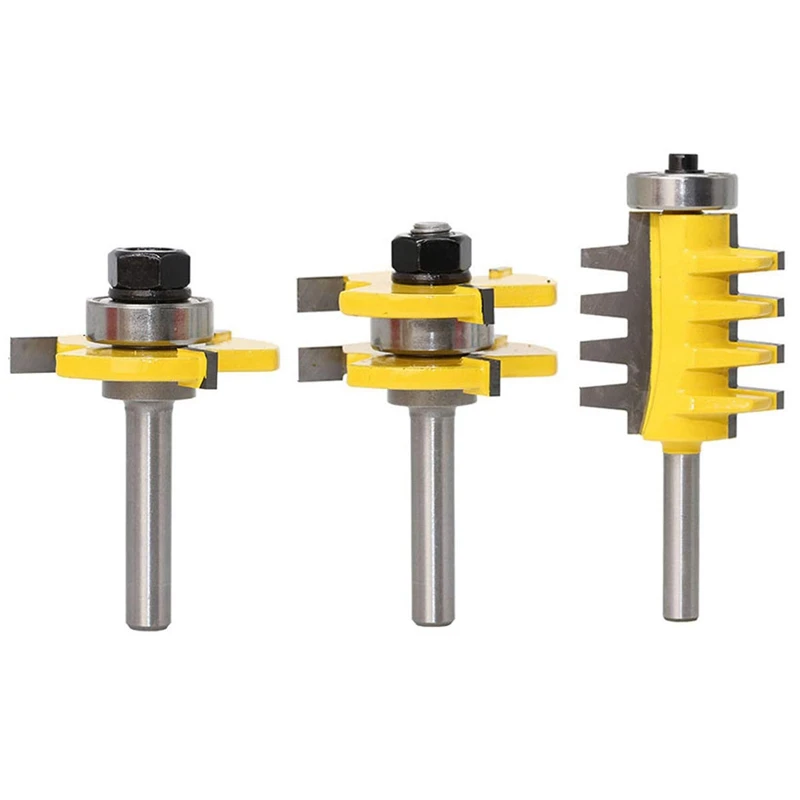 

Router Bit Set, 3Pcs 1/4-Inch Shank Tongue And Groove Router Bit And Reversible Finger Joint Router Bit,Woodworking Chisel Cutte