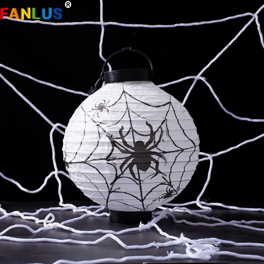 1pcs/bag White Spider LED Lamp Paper Lanterns Decoracion Fiesta Happy Halloween Party Decorations Home Kitchen Accessories Favor | Дом и сад