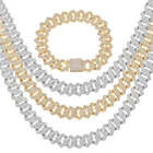 Мужская цепь в стиле хип-хоп, ожерелье из кубинской цепи в форме тяжелого ромба 14 мм, сверкающее украшение, Подарочная бижутерия