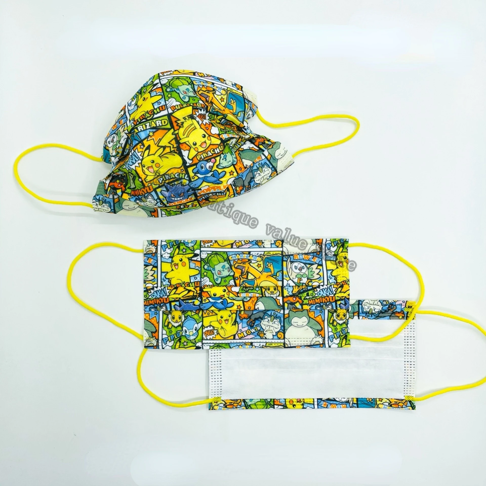 50 шт. одноразовая хирургическая маска Покемон Пикачу с петлями для ушей 3-слойная