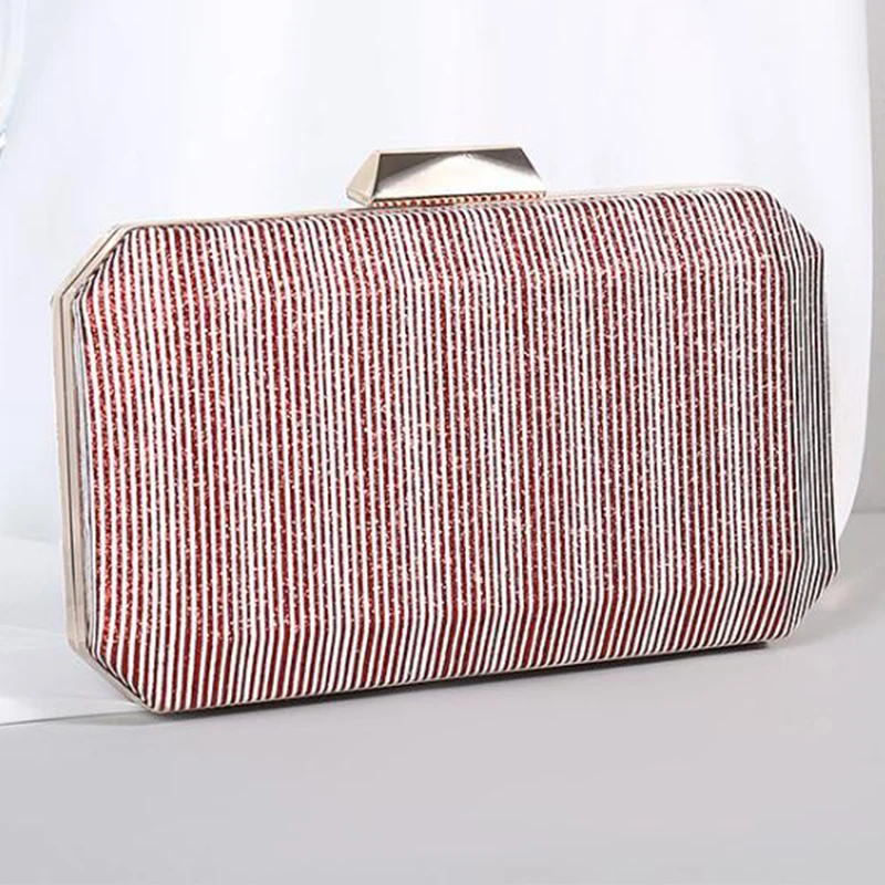 

White Stripe Red Wedding Clutch Bag New Elegant Women Evening Phone Case Wallet Christmas Gift Lady Girls Crossbody Party Purses