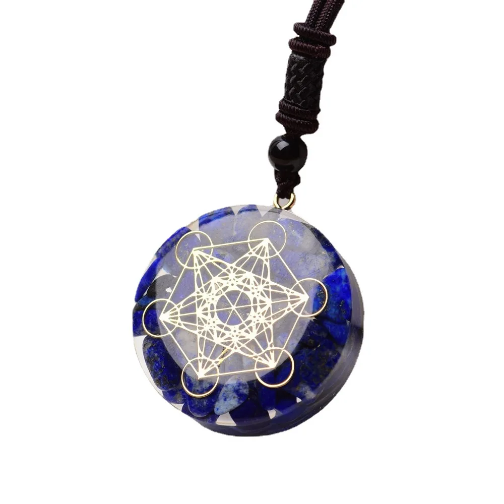 

Turquoise Necklace Metatron Cube Chakra Energy Body Balance Pendant Fashion Jewelry Necklace For Gift Present