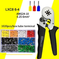 0 25 10mm2 24 10awg with 1020pcsbox tube type needle terminal self adjusting crimping pliers mini pressure wire tools lxc8 6 4
