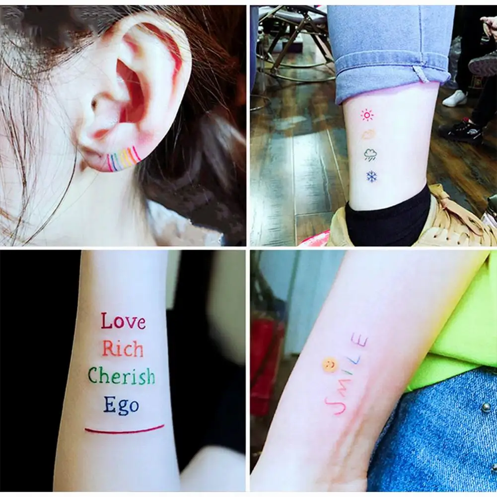 

Waterproof Temporary Tattoo Sticker Small Simple Line Flower Flash Tatoo Cute Leaf Finger Wrist Fake Tatto For Body Art Women