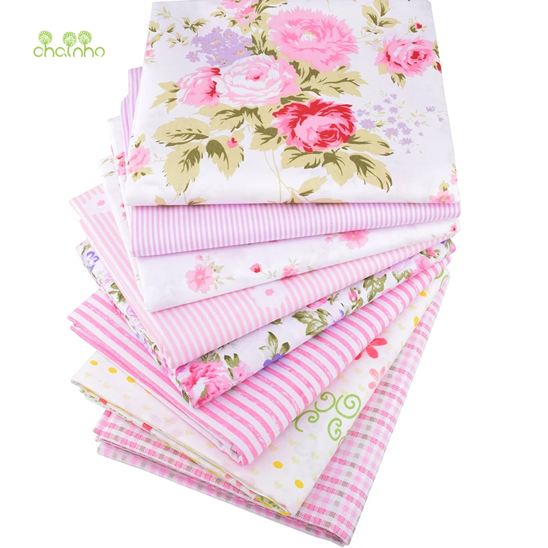 Chainho Новая розовая саржевая хлопчатобумажная ткань с цветочным принтом для