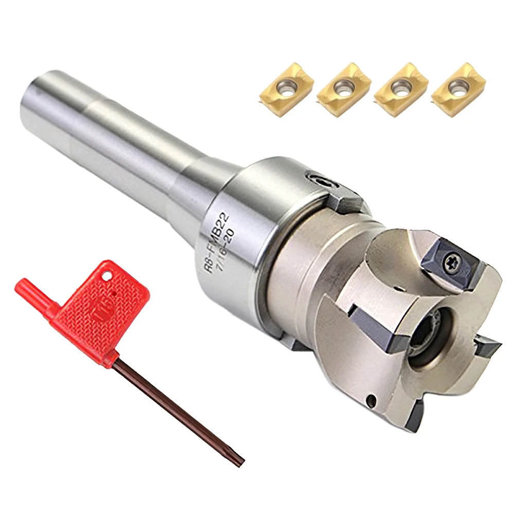 

R8 FMB22 Face Mill Shell Arbor+ 400R End Milling Cutter with 4PCS APMT1604 Insert Milling Cutter Insert Wrench For Milling Tool