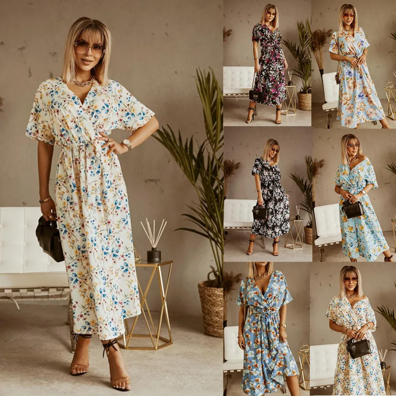 

Women Casual Loose Floral Bohemia Dress Fashion Beach Style Temperamental Daily Life Party Beach Vacation Summer Short Sleeve