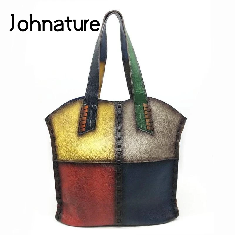 Женская винтажная сумка из коровьей кожи Johnature повседневная вместительная
