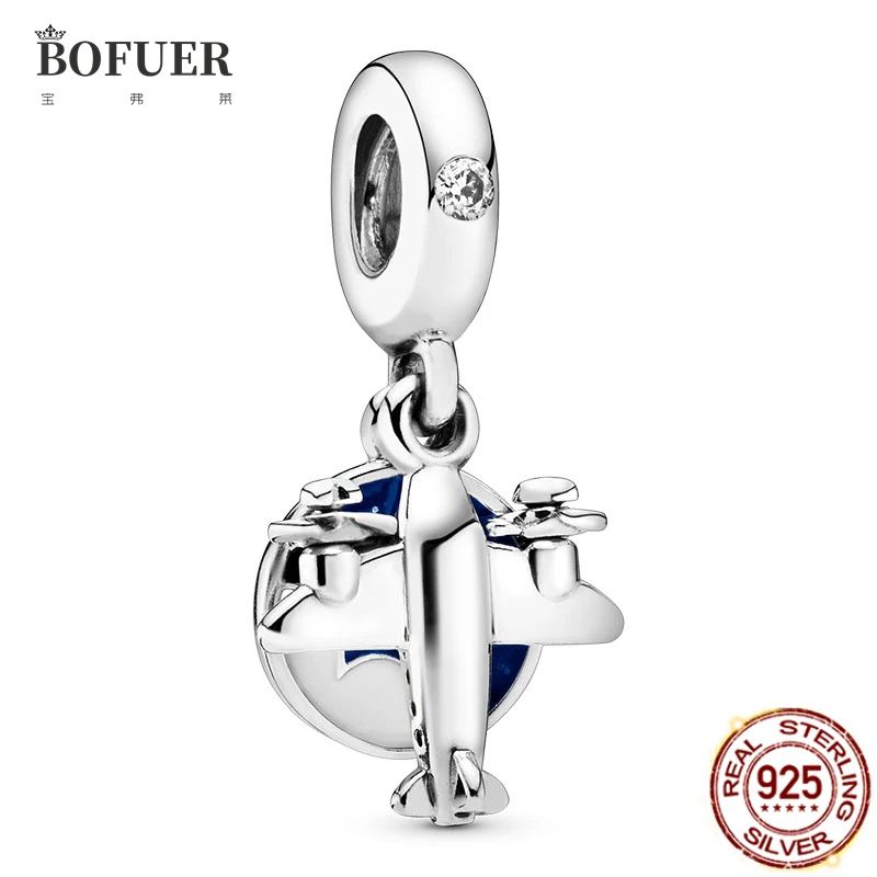 

BOFUER, серебро 925 пробы, украшение в виде летательного аппарата, оригинальное ожерелье, изготовление браслетов Pandora для женщин