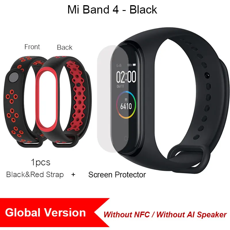 Global Black Red Новая глобальная версия Xiaomi mi Band 4 band 4 Smart mi Band 3 Цвета экран браслет сердечного ритма фитнес музыка 50 м Водонепроницаемый Bluetooth - Цвет: Global Black Red