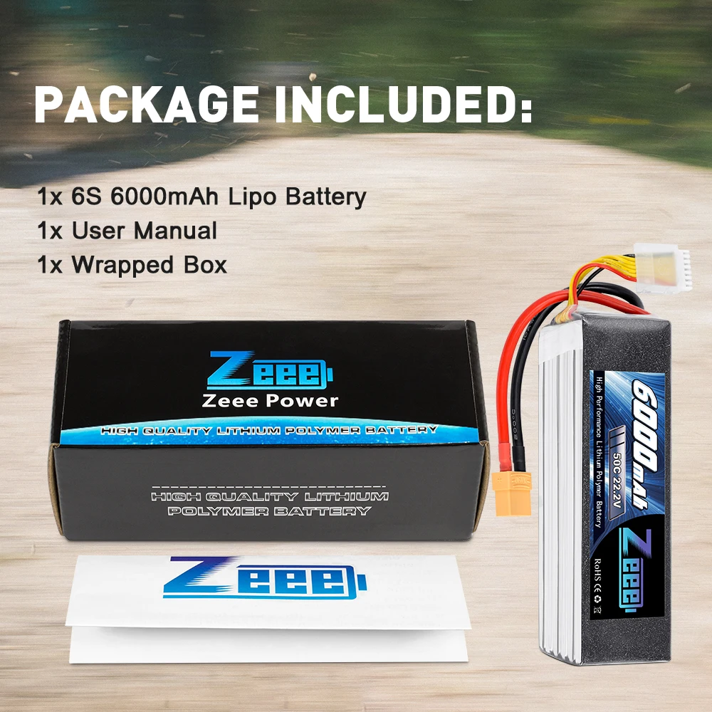 Zeee Lipo батарея 6000mAh 6S 22 2 V 50C с разъемом XT90 для дрона гоночного FPV вертолета
