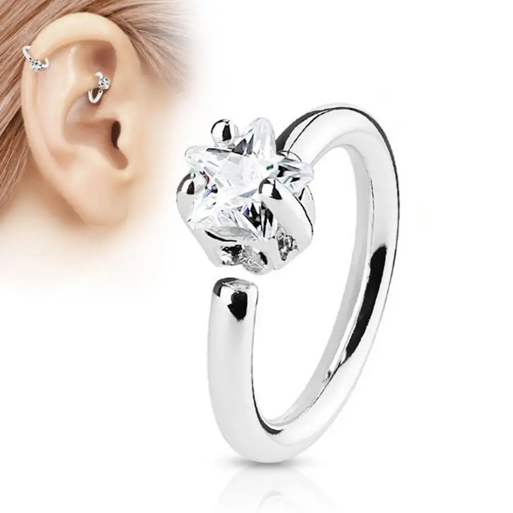 1 шт. кольцо для носа женщин звезда кубическая циркониевая инкрустация из