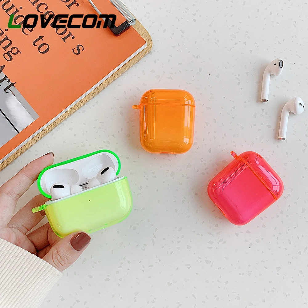Флуоресцентный цветной чехол для наушников Apple Airpods Pro 3 2 1 беспроводных Жесткий