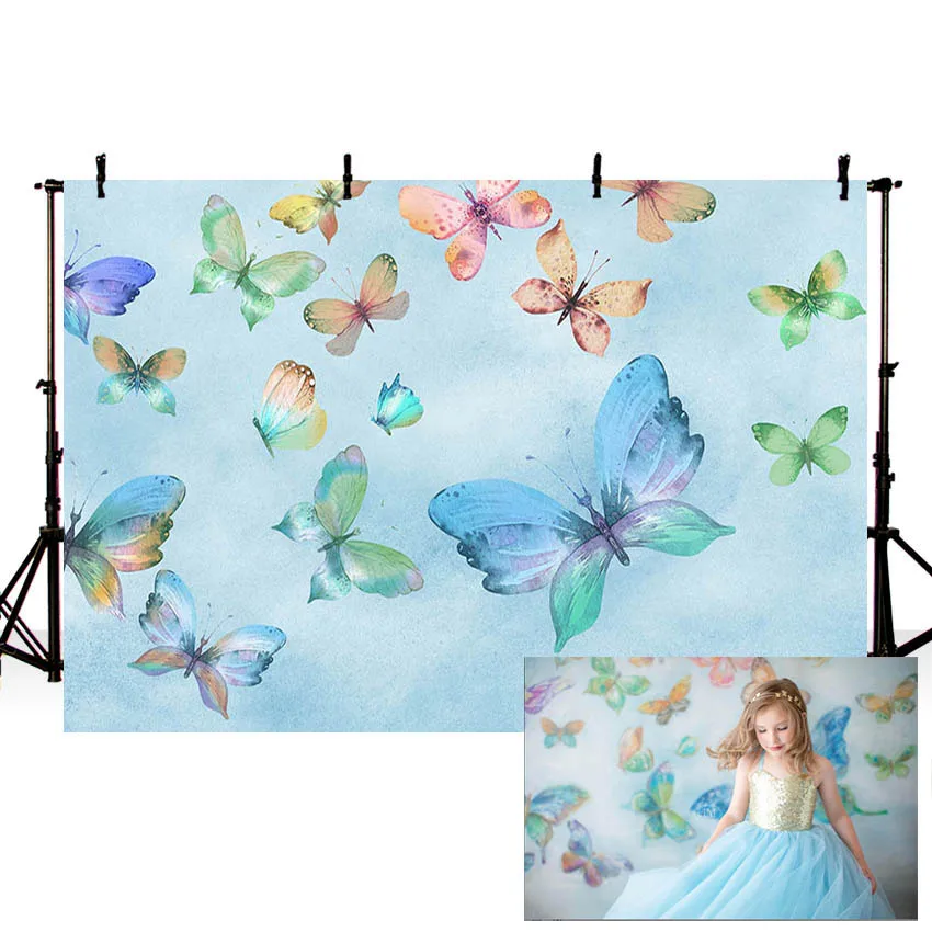 

Фоны для фотосъемки Mehofond для девочки малыша вечеринка в честь Дня Рождения бабочка портретный фон для фотостудии фотозона