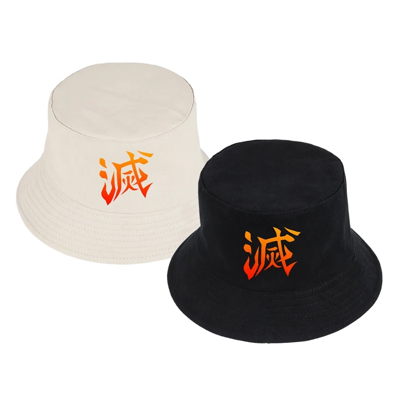 

Japan Anime Demon Slayer Kimetsu No Yaiba Panama Bucket Hat Women Fishing Hats Bob Fisherman Cap Cotton Outdoor Sunscreen Caps