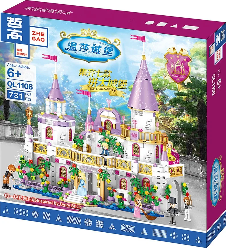 

731pcs NEW Girl City Princess Villa Windsor Castle Building Blocks Sets Bricks Classic Model Kids Kits Gift Friends Toy