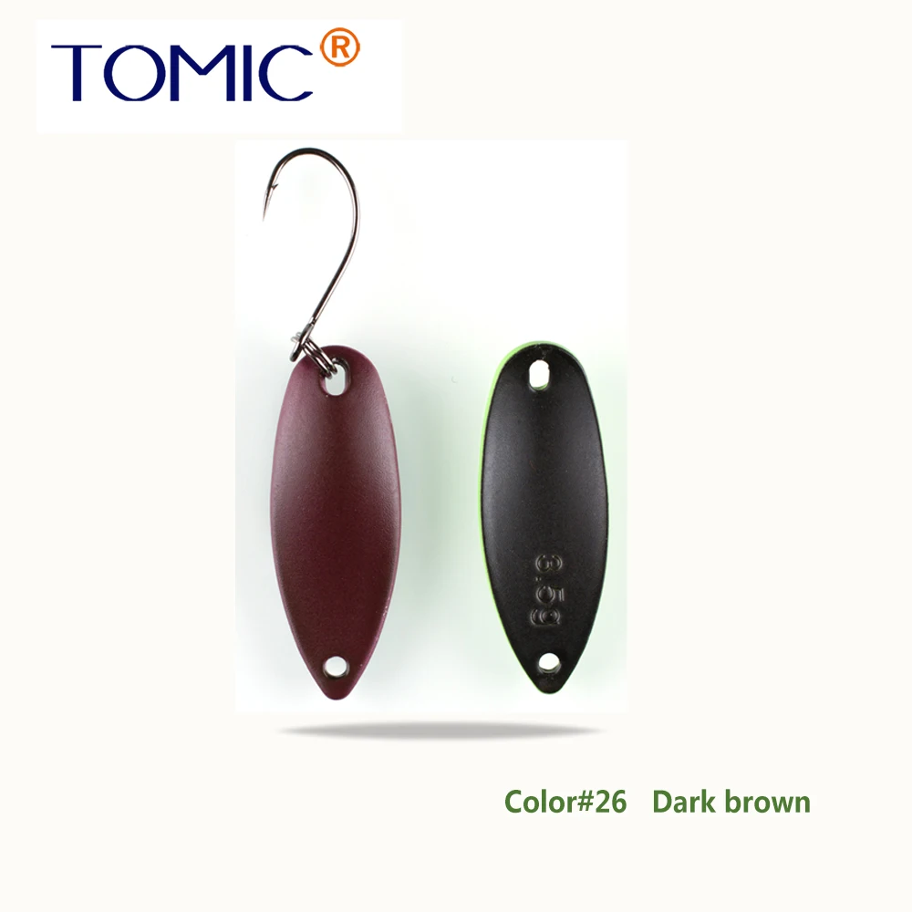Dark Brown Tomic 2 г 3,5 г 5,5 г латунные рыболовные лезвия 1 шт. набор сверхлегкий УФ цвет металлическая приманка микро литье форель бас ложка - Цвет: Dark Brown