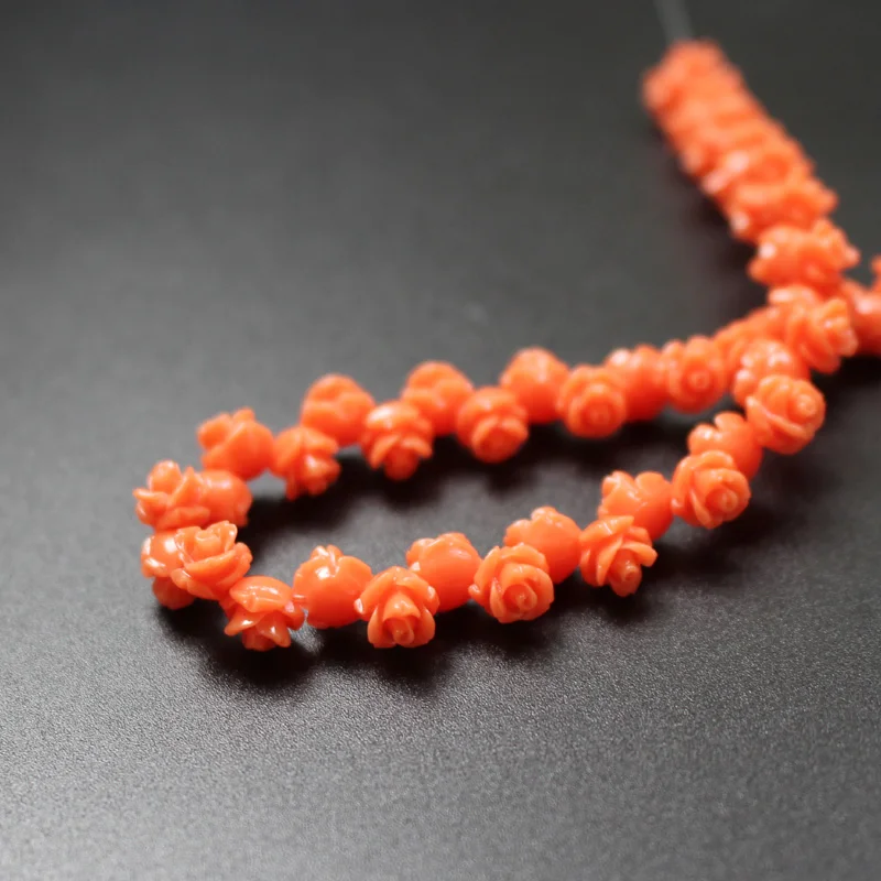 Orange 50 шт./лот 6 мм коралловые бусины кабошон Роза многоцветные модные бусины для самостоятельного изготовления ювелирных изделий Аксессуары - Цвет: Orange