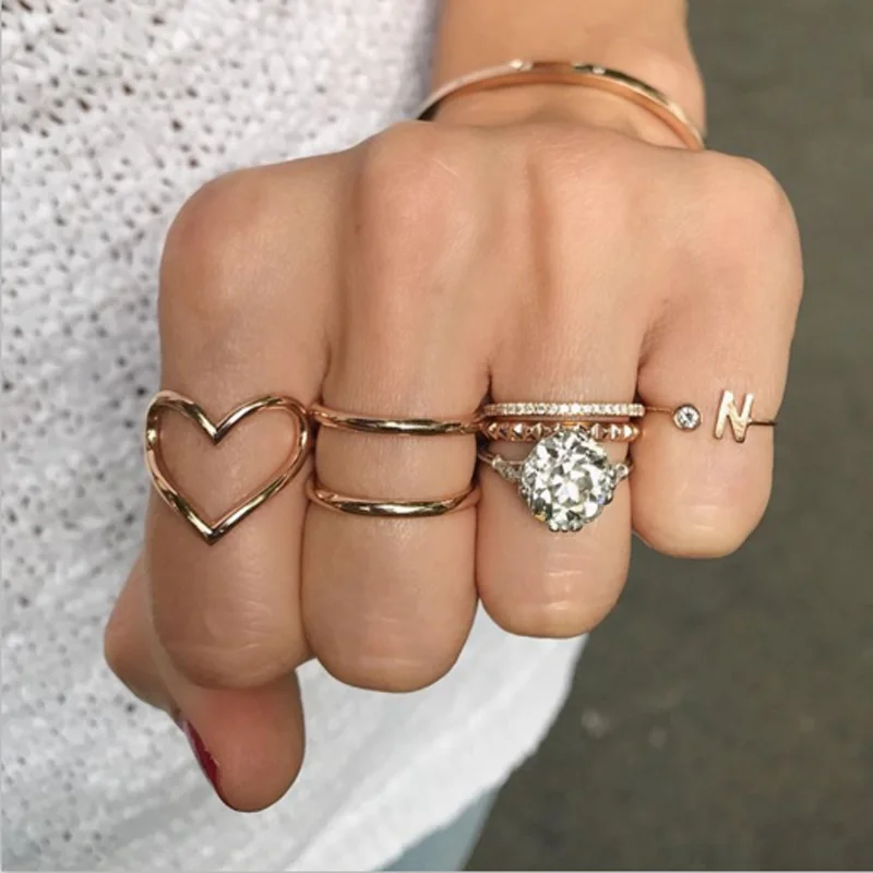 Кольцо docona 14 видов винтажный комплект колец золотого цвета с надписью Love и