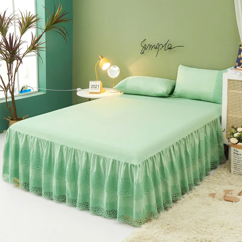 

Solid Color Bed Skirt Bed Cover Student Dormitory Non-Slip Sheet Bedroom 3D Lace Bed Skirt Bedding Twin Bedspreads No Pillowcase