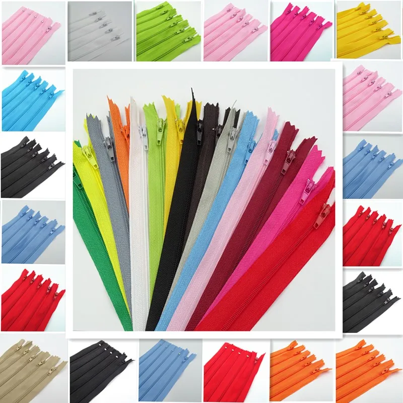 

50 Pcs 3# (12-24 Inches) 30-60CM Closed Nylon Coil Zipper For Quilt Cover Tent Pillowcase Clothing