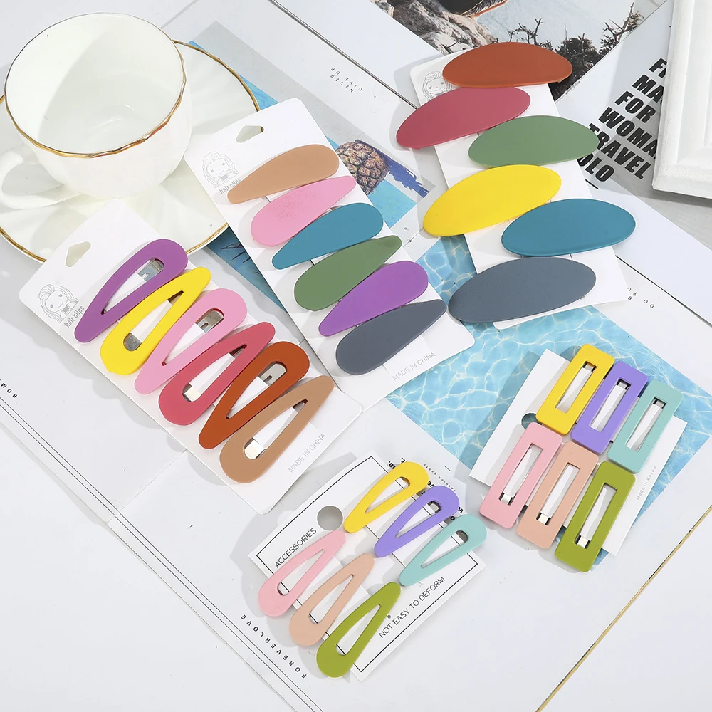 AWAYTR 6 шт./компл. геометрические аксессуары для волос девочек яркие цвета матовая