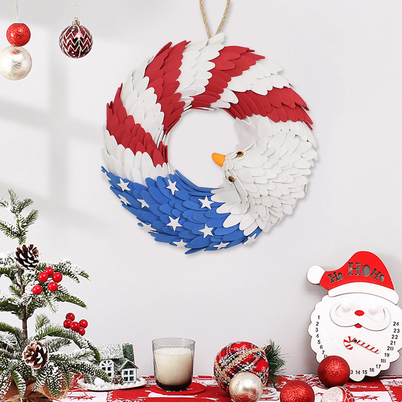 

15incn America Patriotic Eagle Wreath Garland Decor for Front Door Election Vote President Household Decoration