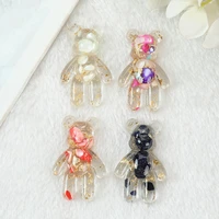 10 pcs 2845mm violent bear charms glitter flatback resin gold silver leaf jewlery findings for necklace pendant keychain diy