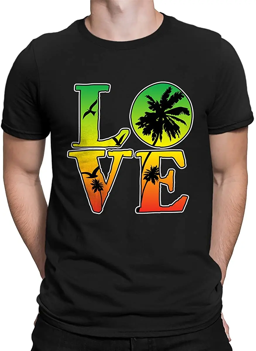 Мужская футболка с коротким рукавом Love Jamaica Rasta Scene Повседневная хлопковая